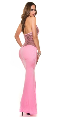 Rochie lunga Sexy ClubStyle transparent cu paiete