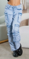 Blugi Sexy Musthave cu talie inalta Cargo light denim