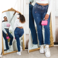 Blugi Sexy Musthave Statement Bootcut cu sclipici