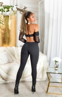 Blugi skinny Sexy cu dantela up