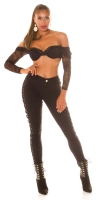 Blugi skinny Sexy cu dantela up