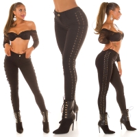 Blugi skinny Sexy cu dantela up