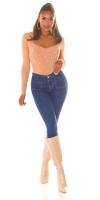 Blugi skinny Sexy cu talie inalta buzunare detail