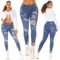 Blugi skinny Sexy Statement Denim cu aspect uzat