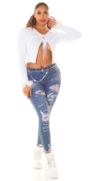 Blugi skinny Sexy Statement Denim cu aspect uzat