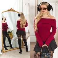 Bluza Sexy umerii goi cu striatii incretituri