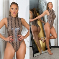 Body sexy piele ecologica cu imprimeu de sarpe