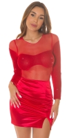 Body sexy transparent cu sclipici detaliu