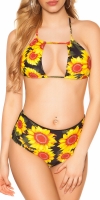 Chilotei dama Costum de baie in doua piese Sexy Neck talie inalta Sunflowers