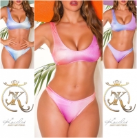 Costum de baie in doua piese sexy 2 stralucitor cu color gradient