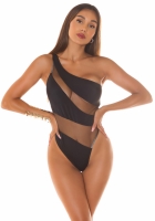 Costum de baie intreg sexy cu umar gol plasa Insert