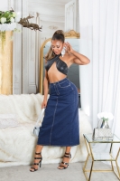 Fuste Sexy cu talie inalta Maxi Denim crapatura