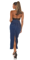 Fuste Sexy cu talie inalta Maxi Denim crapatura