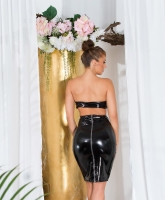 Fuste sexy Latex Look cu talie inalta fermoar