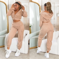 Hanorac scurt Jachete dama Sexy 2 piese Cord Set - Jogger +