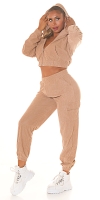 Hanorac scurt Jachete dama Sexy 2 piese Cord Set - Jogger +