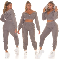 Hanorac scurt Jachete dama Sexy 2 piese Cord Set - Jogger +