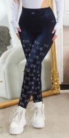 Jeggings Sexy cu talie inalta sclipici