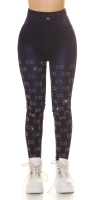 Jeggings Sexy cu talie inalta sclipici