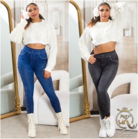 Jeggings Sexy Musthave cu talie inalta sclipici