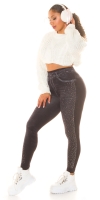 Jeggings Sexy Musthave cu talie inalta sclipici