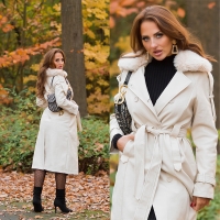 Palton Sexy piele ecologica iarna in Trench Look