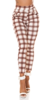 Pantaloni colanti Sexy cu talie inalta checked model