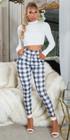 Pantaloni colanti Sexy cu talie inalta checked model