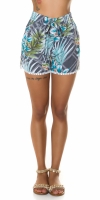 Pantaloni scurti la moda cu talie inalta tropical imprimeu