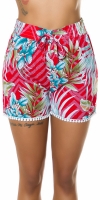 Pantaloni scurti la moda cu talie inalta tropical imprimeu