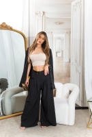 Pantaloni sexy cu talie inalta evazati curea