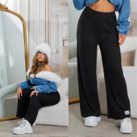 Pantaloni Sexy cu talie inalta Loungewear evazati striatii