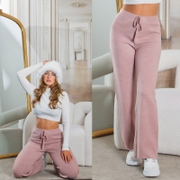 Pantaloni Sexy cu talie inalta tricot evazati Loungewear Style