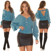 Pulover Sexy tricot cu perle detaliu