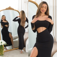 Rochie lunga sexy cu decupaje & Slit