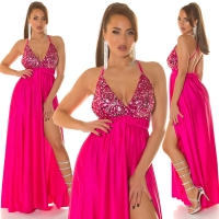 Rochie lunga sexy cu paiete & crapatura pe picior