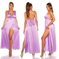 Rochie lunga Sexy Satin-Look spatele gol