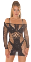 Rochie mini Sexy umerii goi Net cu sclipici