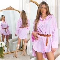 Rochie tip camasa sexy cu dungi curea