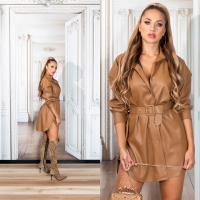 Rochie tip camasa Sexy piele ecologica