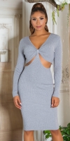 Rochie tricot cu maneca lunga Sexy decupaje