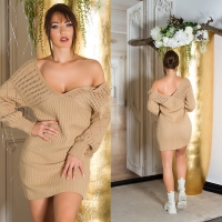 Rochie tricot cu maneca lunga Sexy larg