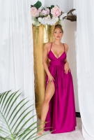 Rochii sexy tip satin Maxi cu XL crapatura pe picior