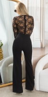 Salopete de club dama sexy Musthave Wide-Leg cu dantela