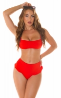 Costum baie sexy 2 piese cu talie inalta voal