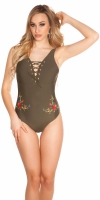 Costum baie Sexy cu siret si embroidery