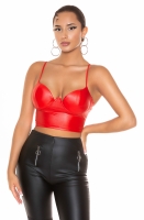 Top deasupra buricului sexy aspect lucios Bustier /