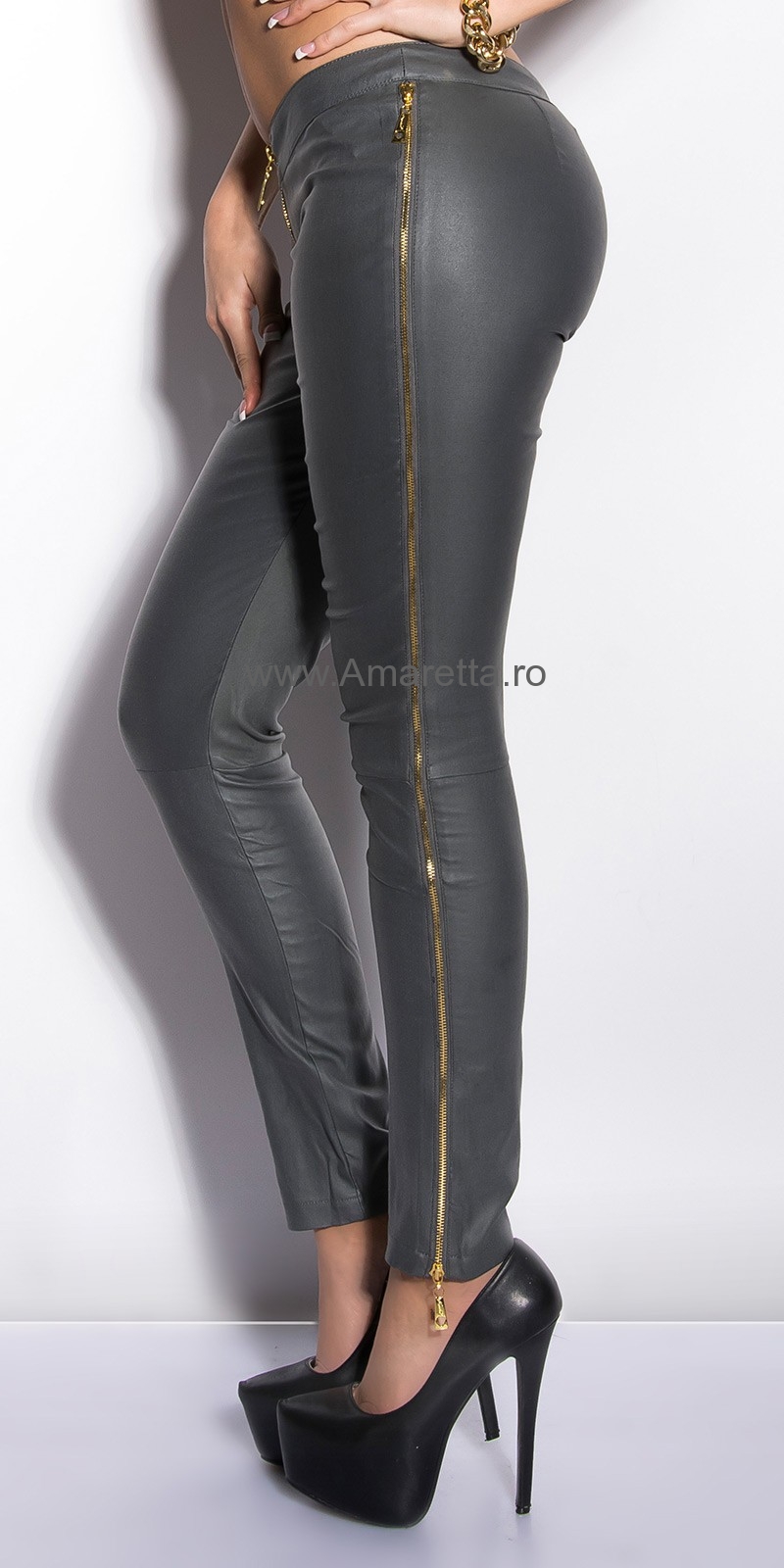 Pantaloni colanti sexy cu fermoar