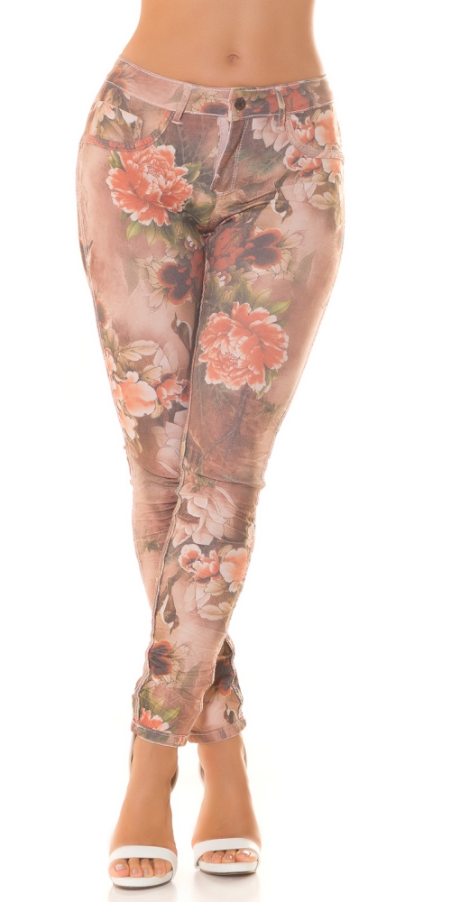 Blugi skinny Sexy 2in1 cu imprimeu floral