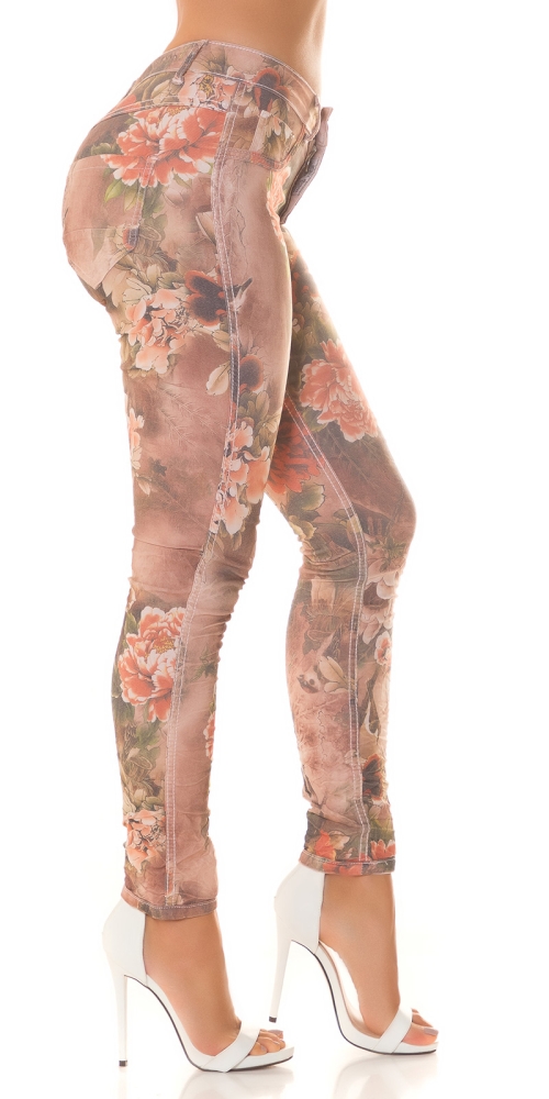 Blugi skinny Sexy 2in1 cu imprimeu floral